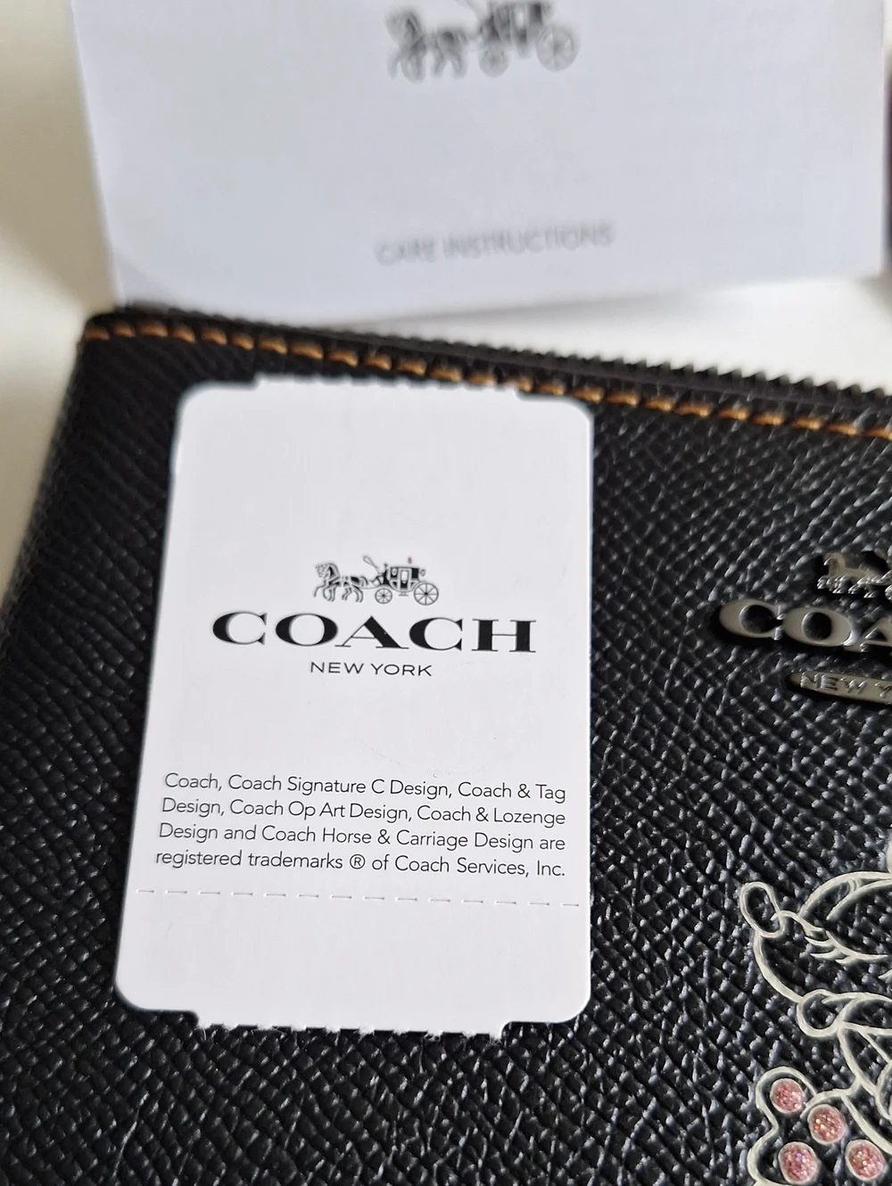 Coach Minnie Mouse Black Leather Wristlet